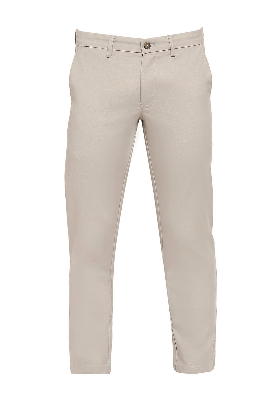 BASICS TAPERED FIT ROASTED CASHEW BROWN COTTON PLOYESTER STRETCH DOBBY TROUSERS