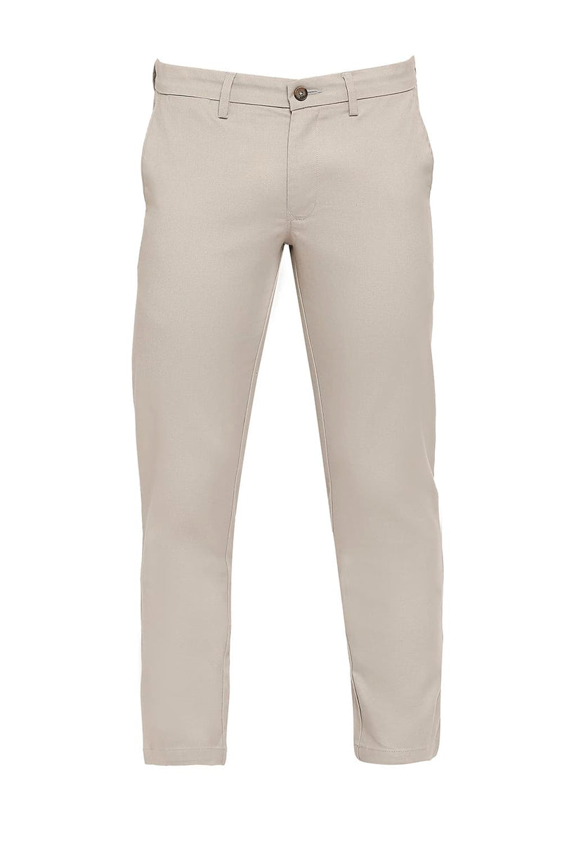 BASICS TAPERED FIT COTTON PLOYESTER STRETCH DOBBY TROUSERS