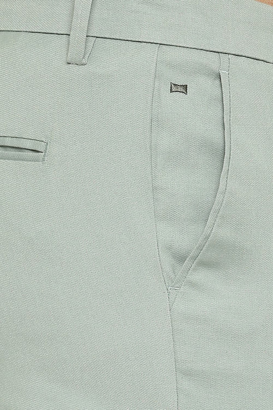 BASICS TAPERED FIT GREEN BAY COTTON PLOYESTER STRETCH DOBBY TROUSERS