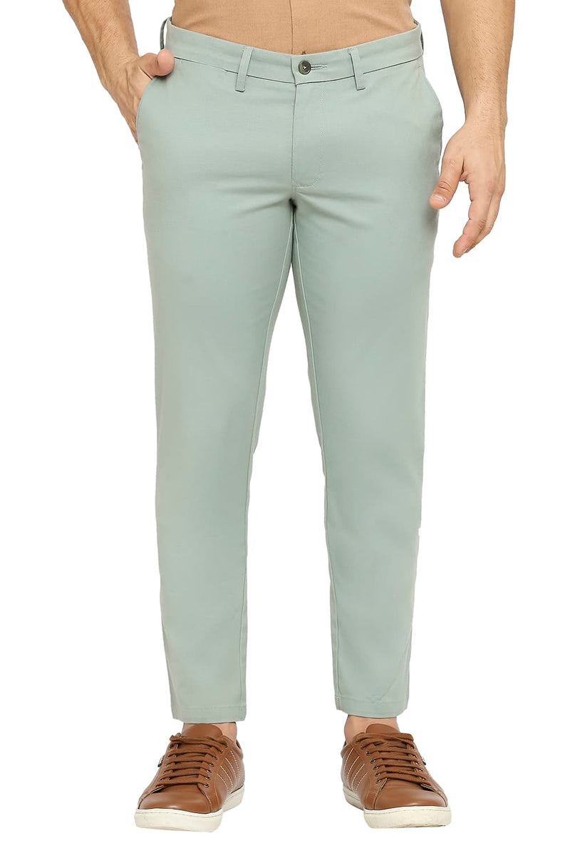 BASICS TAPERED FIT COTTON PLOYESTER STRETCH DOBBY TROUSERS