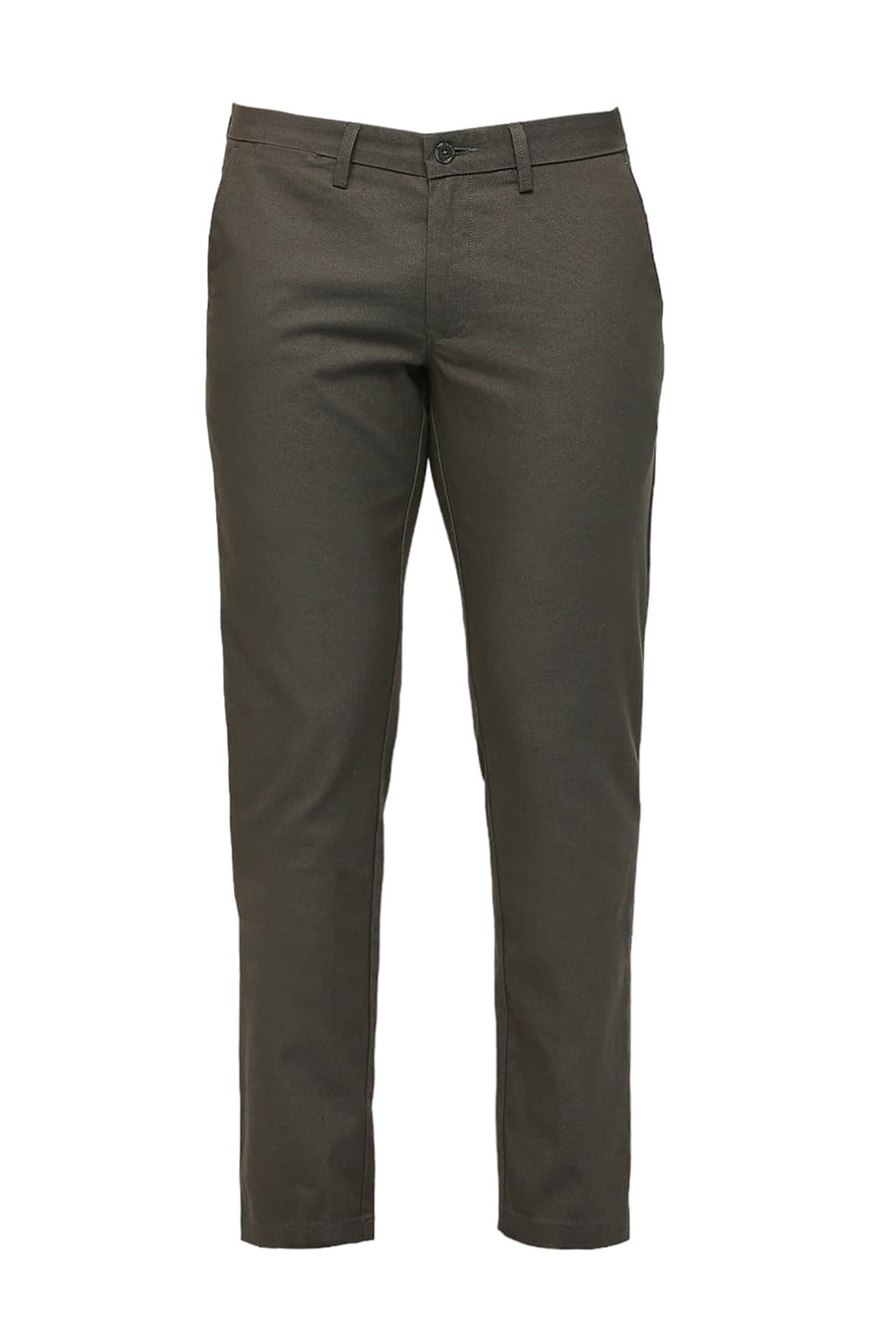 BASICS TAPERED FIT CROCODILE BROWN COTTON PLOYESTER STRETCH DOBBY TROUSERS