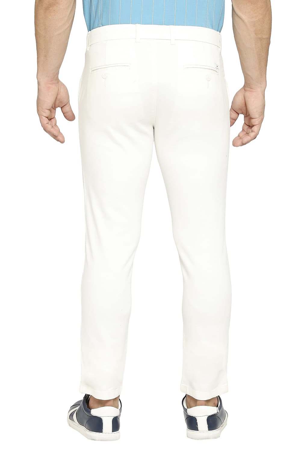 BASICS TAPERED FIT COTTON VISCOSE STRETCH DOBBY TROUSERS