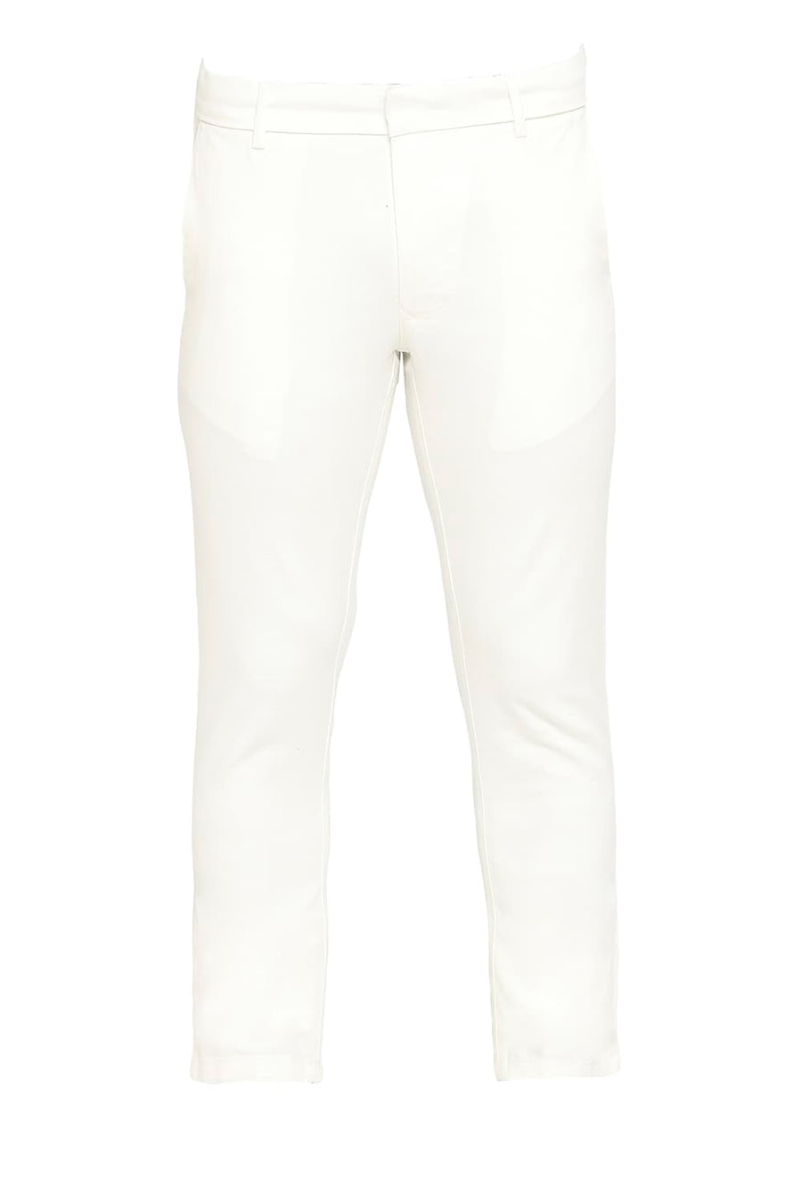 BASICS TAPERED FIT BRIGHT ECRU COTTON VISCOSE STRETCH DOBBY TROUSERS