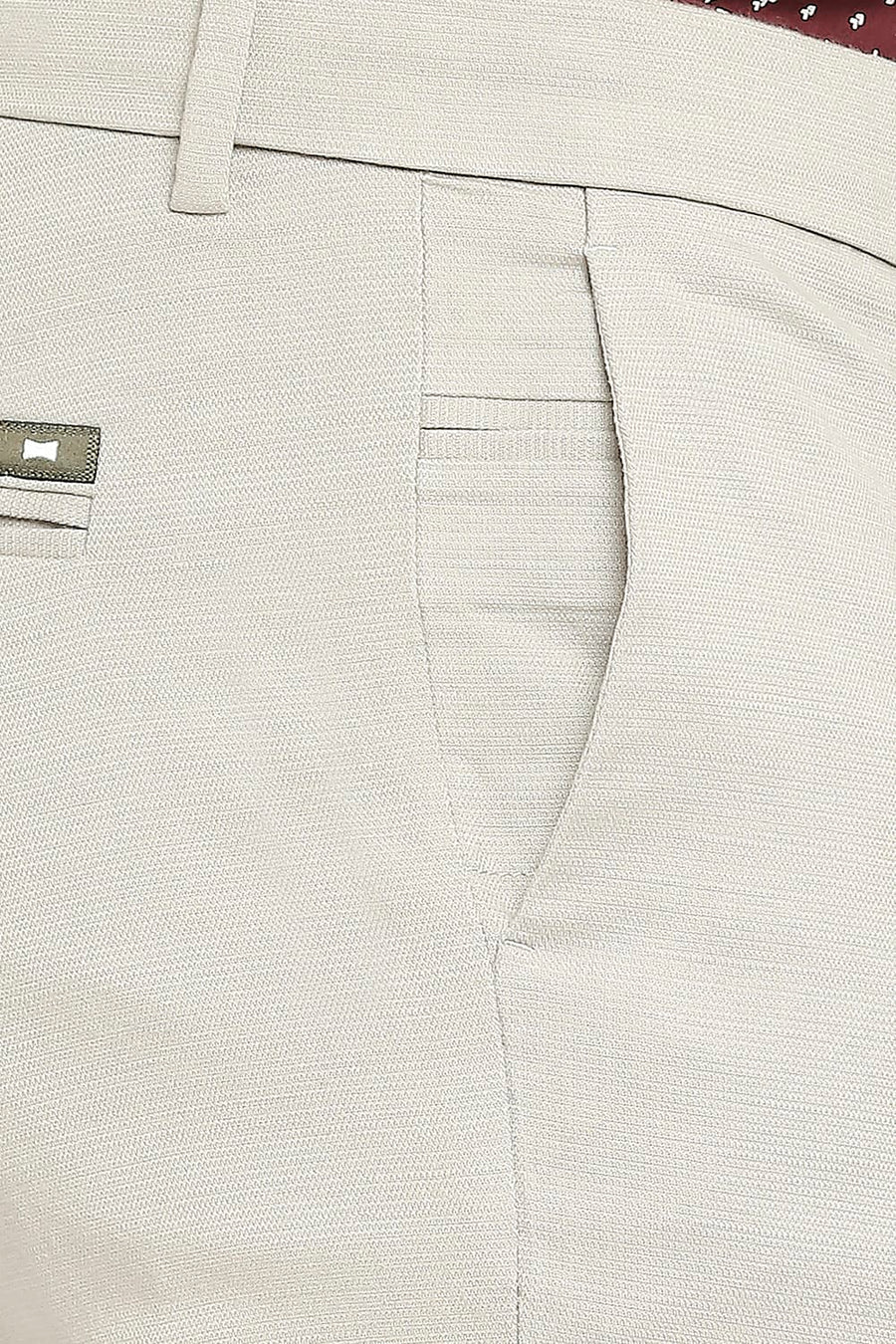 BASICS TAPERED FIT CHATEAU GREY COTTON VISCOSE STRETCH DOBBY TROUSERS