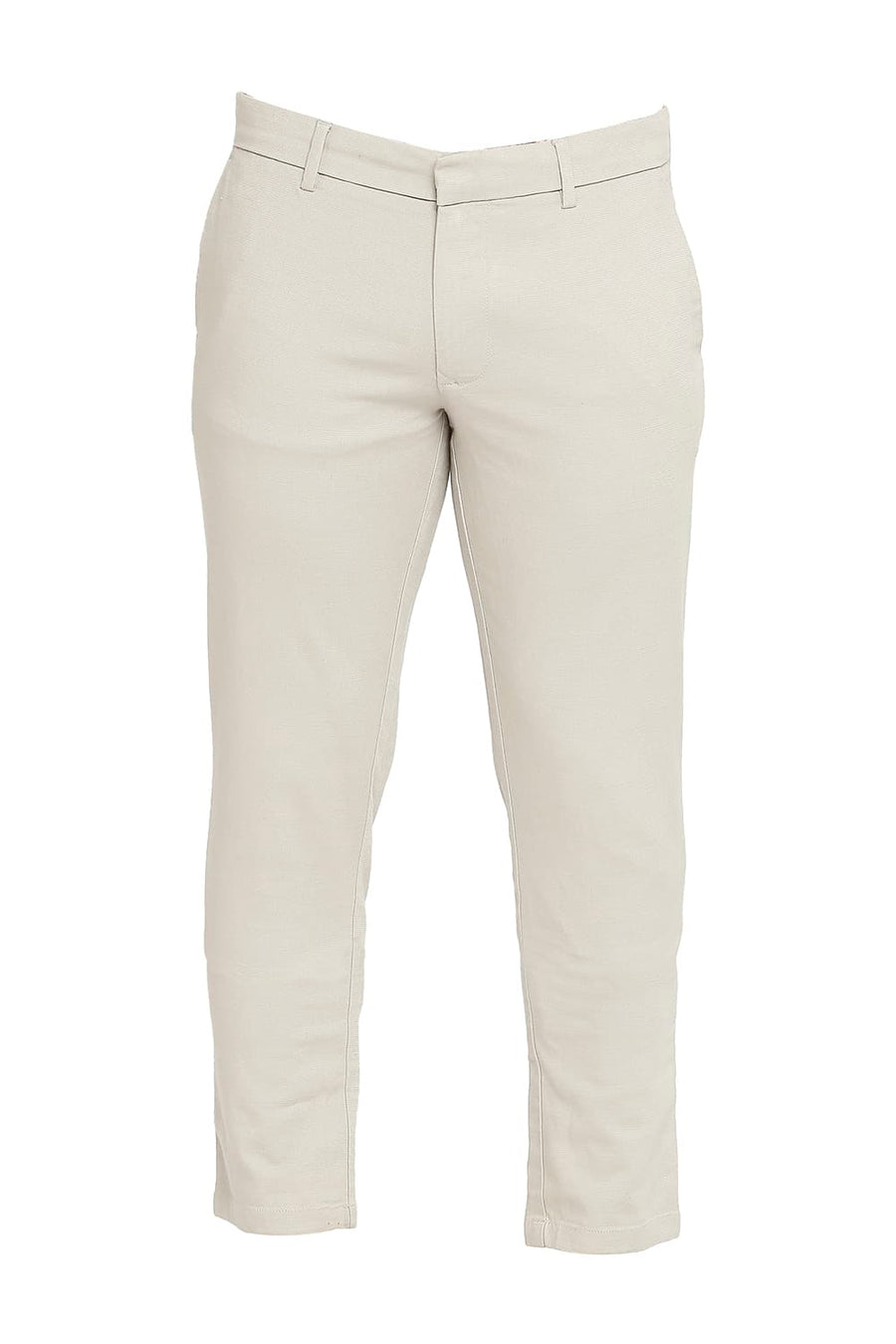 BASICS TAPERED FIT CHATEAU GREY COTTON VISCOSE STRETCH DOBBY TROUSERS