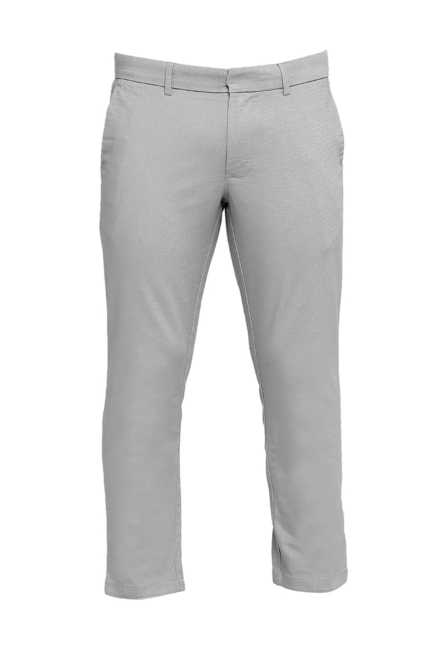 BASICS TAPERED FIT HIGH RISE BLUE COTTON VISCOSE STRETCH DOBBY TROUSERS