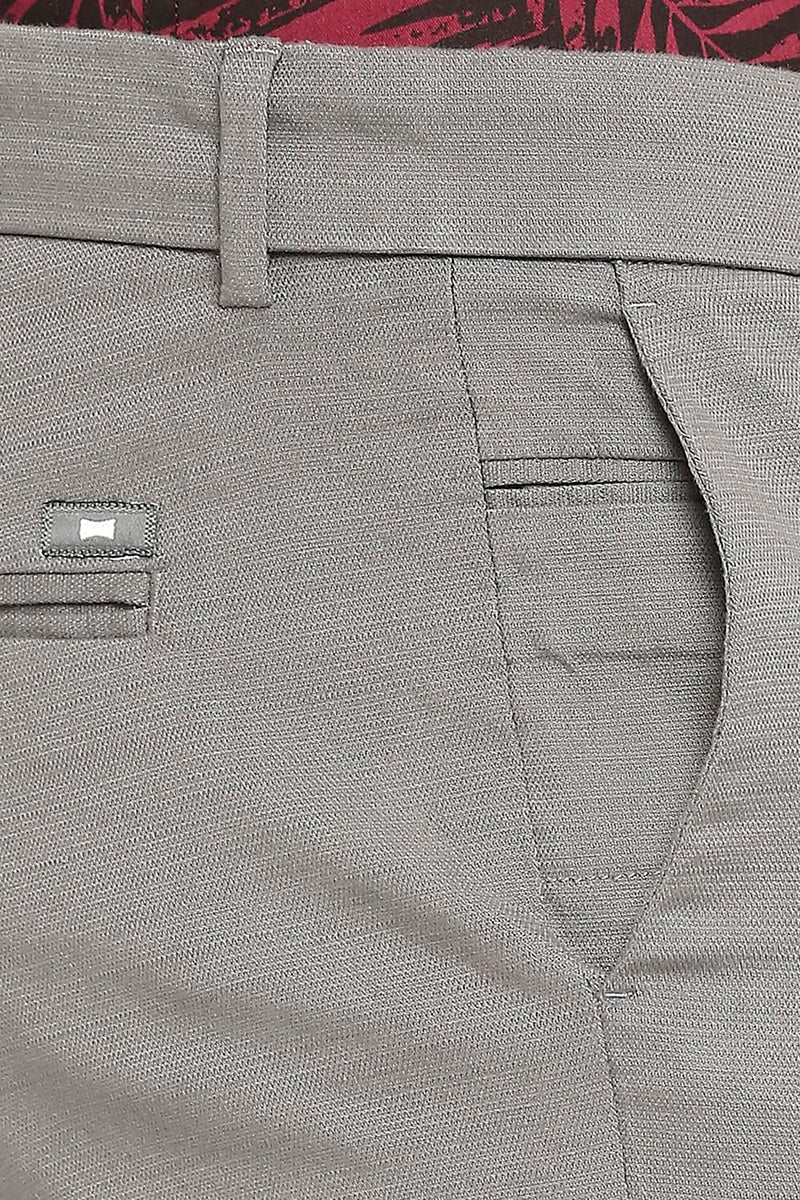 BASICS TAPERED FIT COTTON VISCOSE STRETCH DOBBY TROUSERS