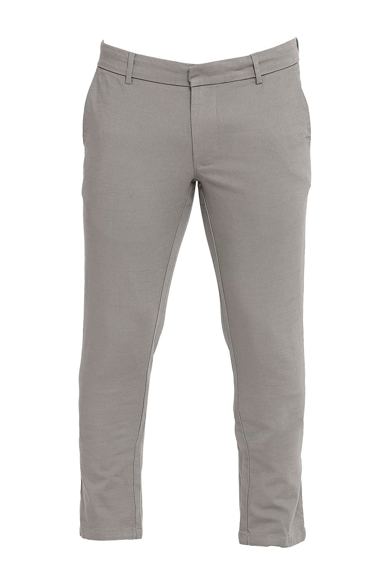 BASICS TAPERED FIT COTTON VISCOSE STRETCH DOBBY TROUSERS