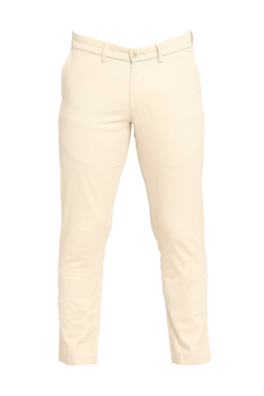 BASICS TAPERED FIT BISCOTTI BEIGE COTTON STRETCH DOBBY TROUSERS