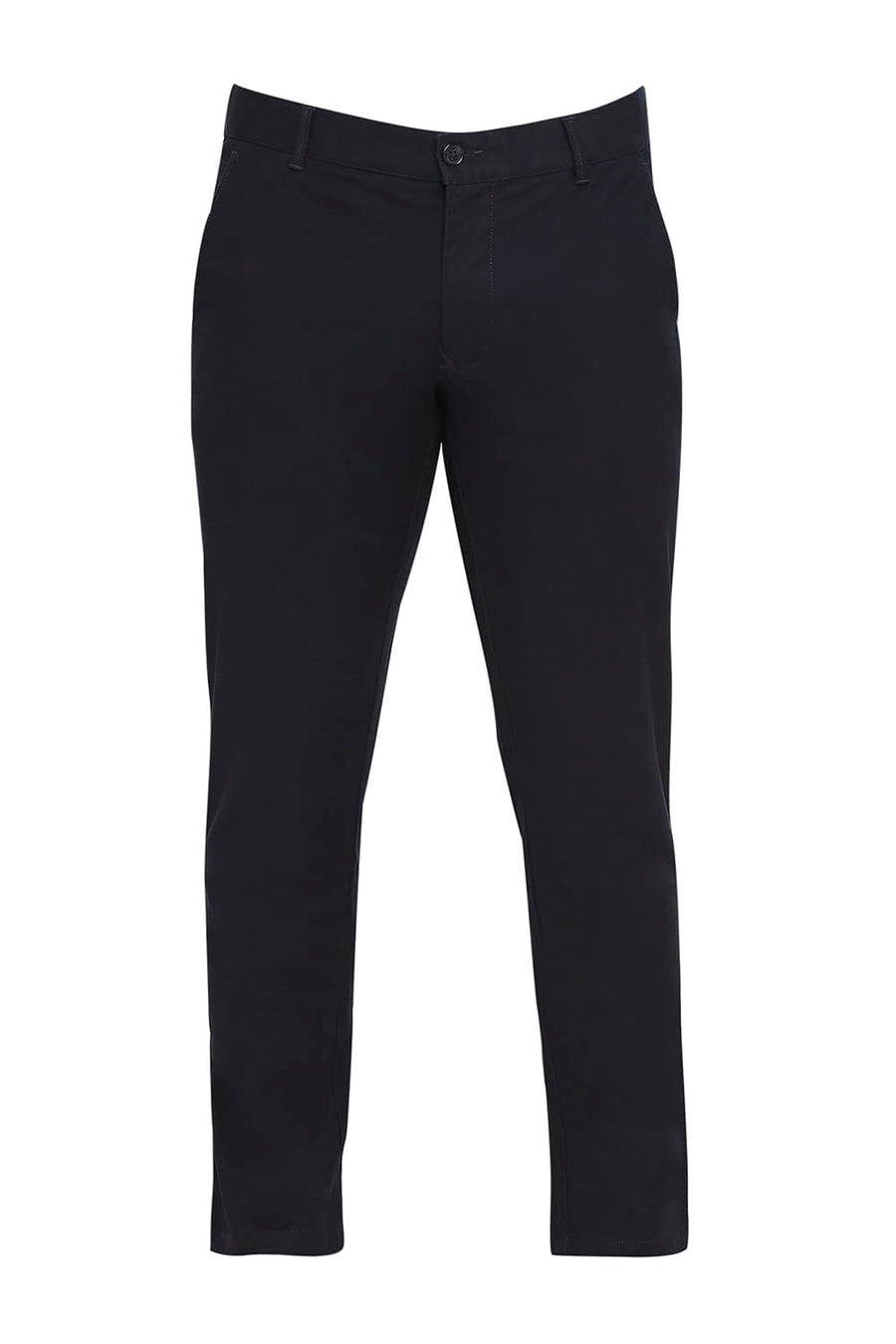 BASICS TAPERED FIT NAVY IRIS COTTON STRETCH DOBBY TROUSERS
