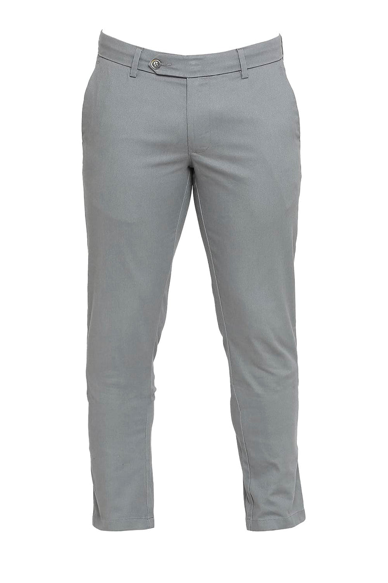 BASICS TAPERED FIT COTTON PLOYESTER STRETCH DOBBY TROUSERS