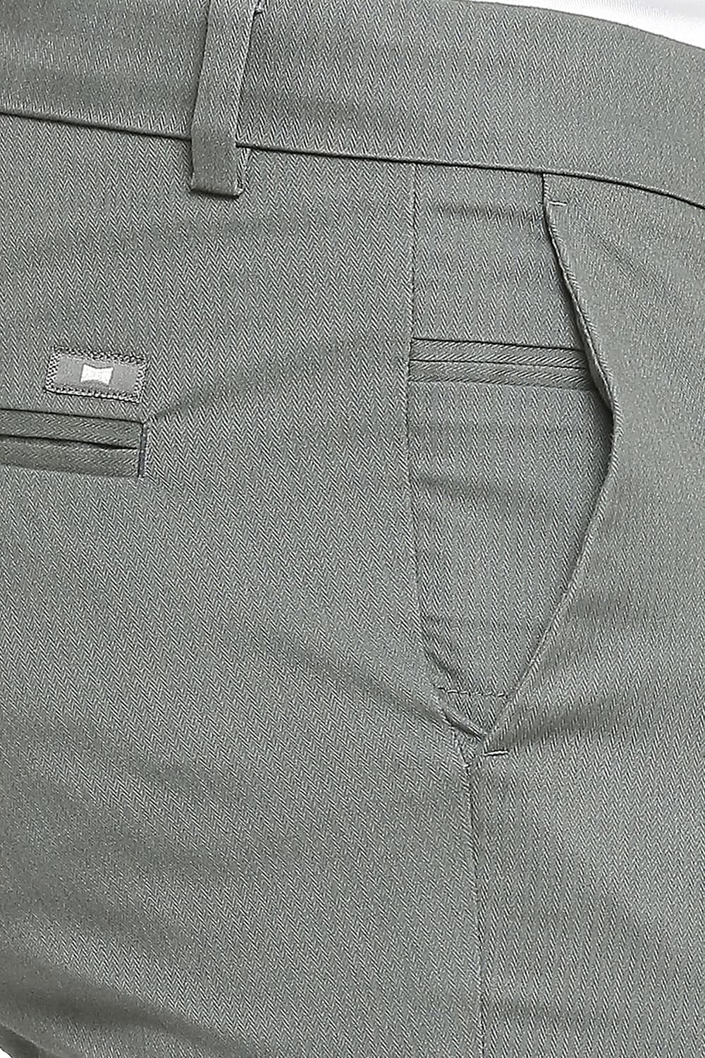 BASICS TAPERED FIT COTTON PLOYESTER STRETCH DOBBY TROUSERS