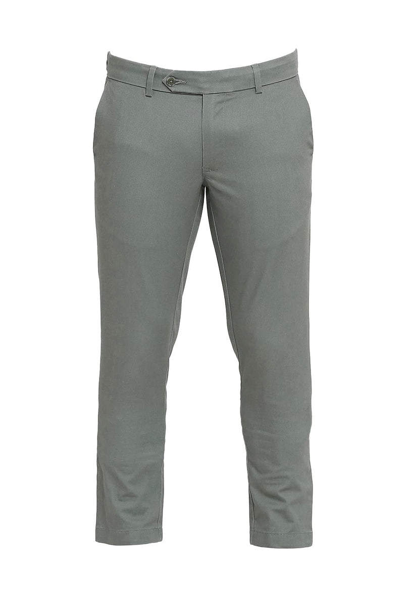 BASICS TAPERED FIT COTTON PLOYESTER STRETCH DOBBY TROUSERS