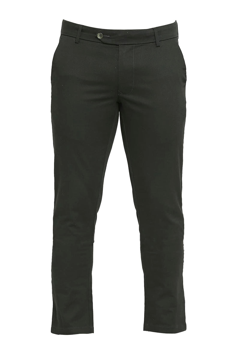 BASICS TAPERED FIT COTTON PLOYESTER STRETCH DOBBY TROUSERS