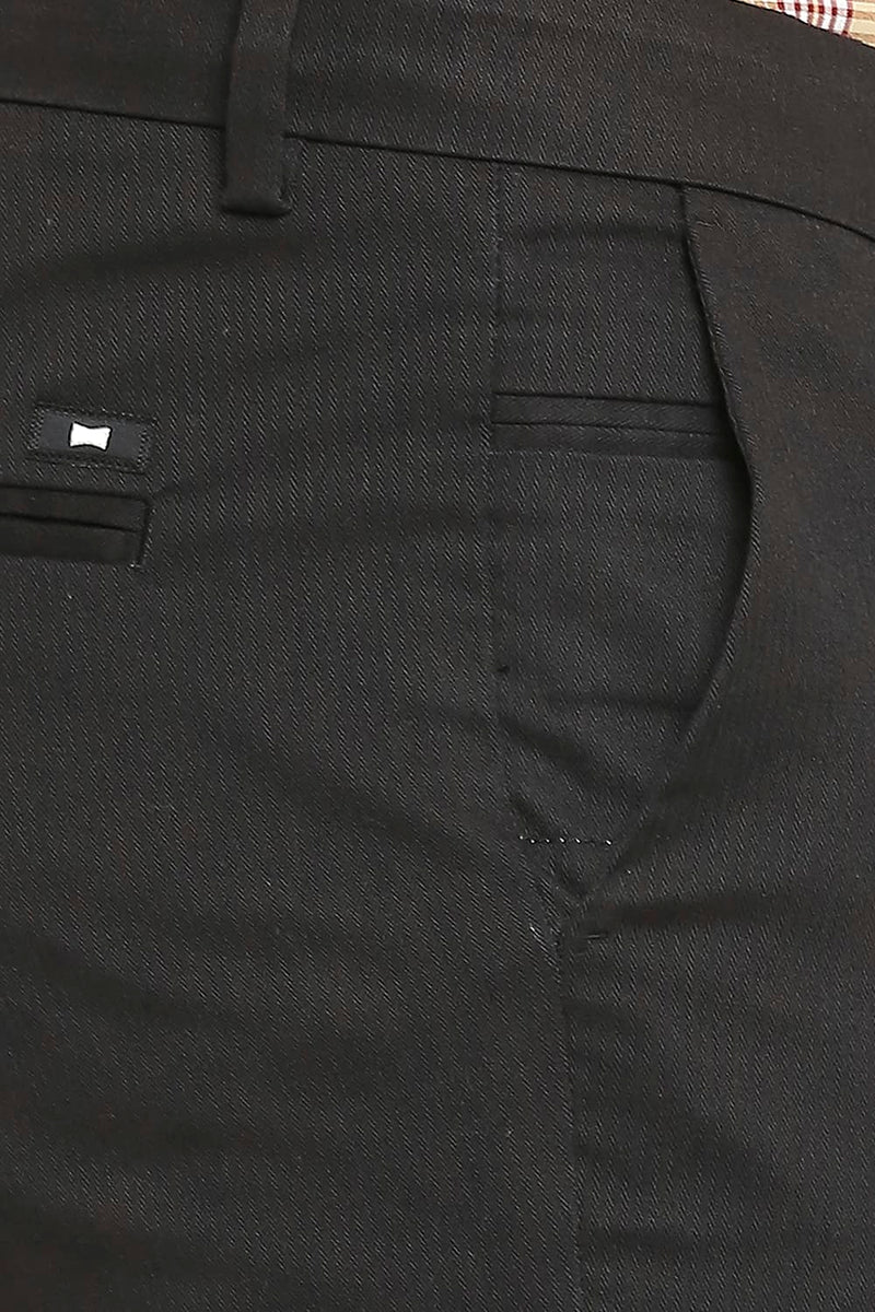 BASICS TAPERED FIT COTTON PLOYESTER STRETCH DOBBY TROUSERS