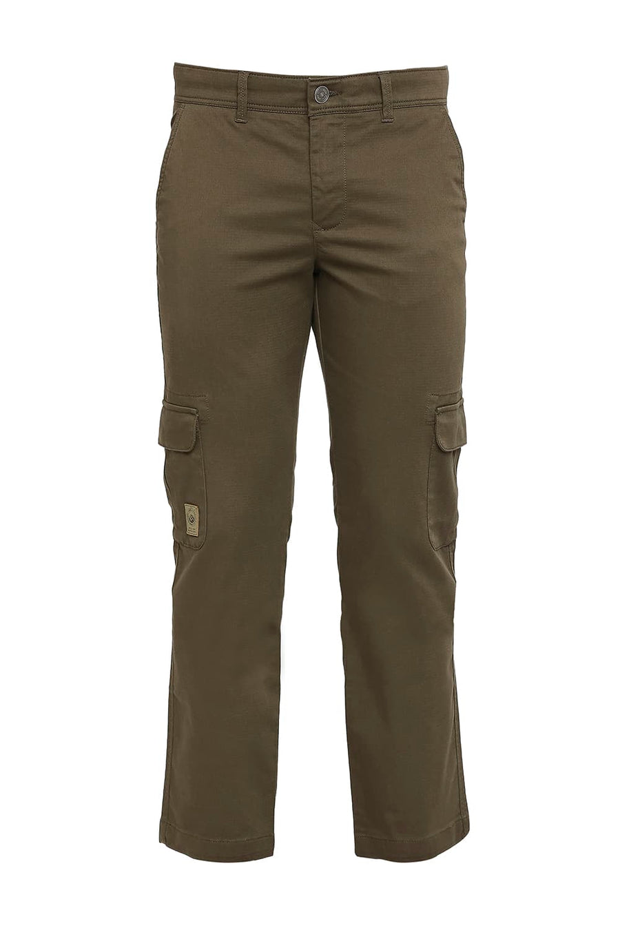 BASICS DRIFT CARGO FIT DARK OLIVE COTTON STRETCH DOBBY TROUSERS