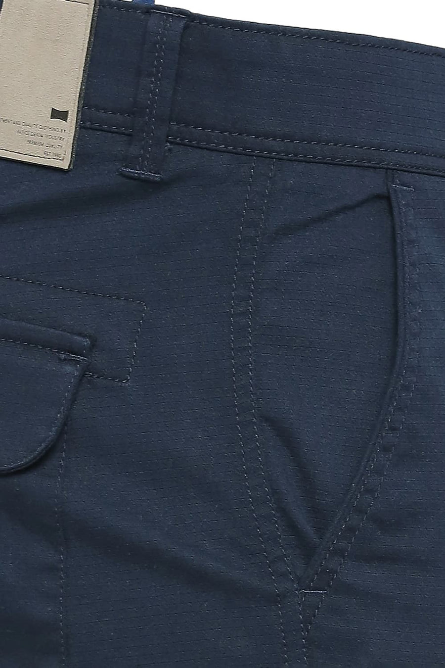BASICS DRIFT CARGO FIT NAVY NIGHT COTTON STRETCH DOBBY TROUSERS