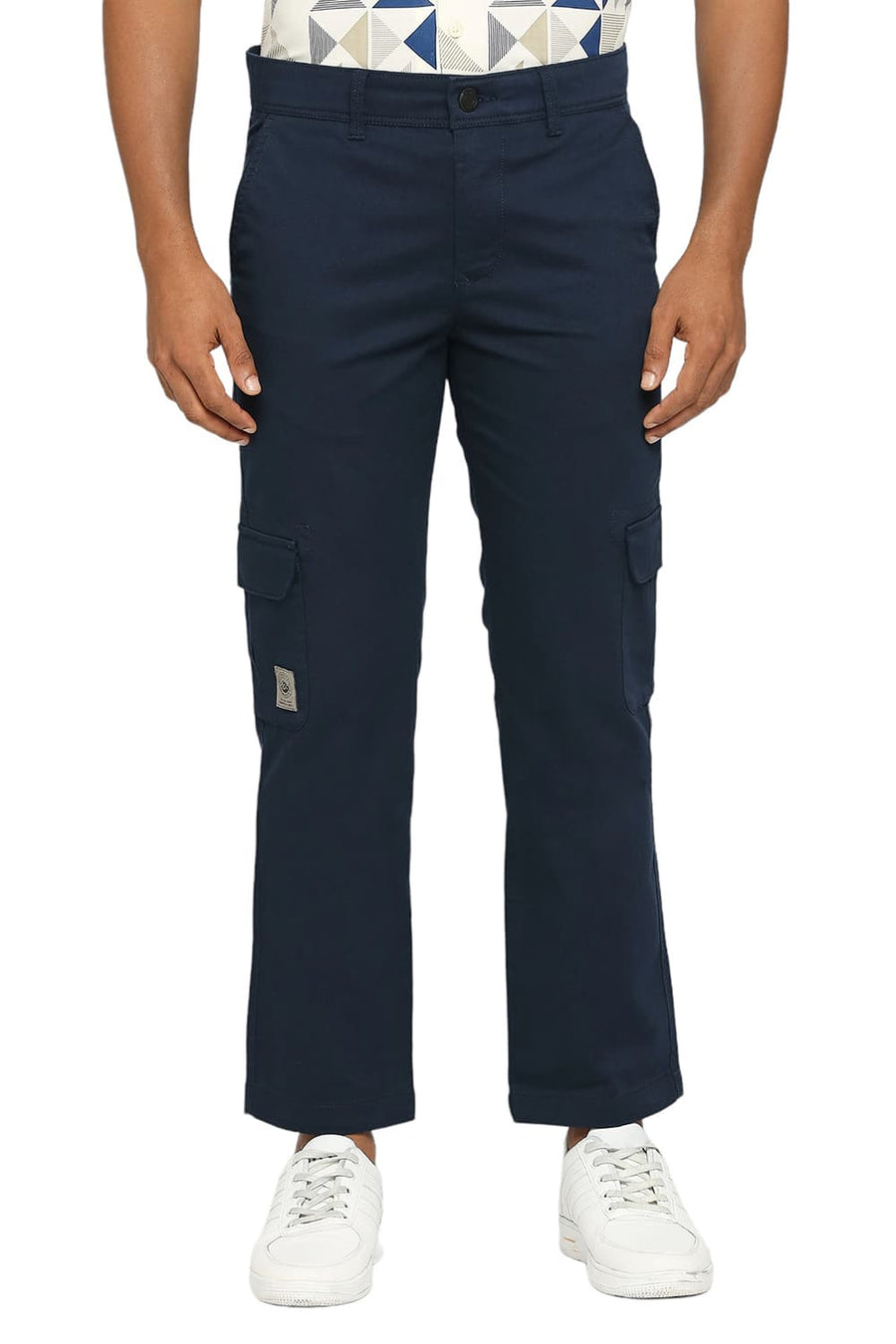 BASICS DRIFT CARGO FIT NAVY NIGHT COTTON STRETCH DOBBY TROUSERS