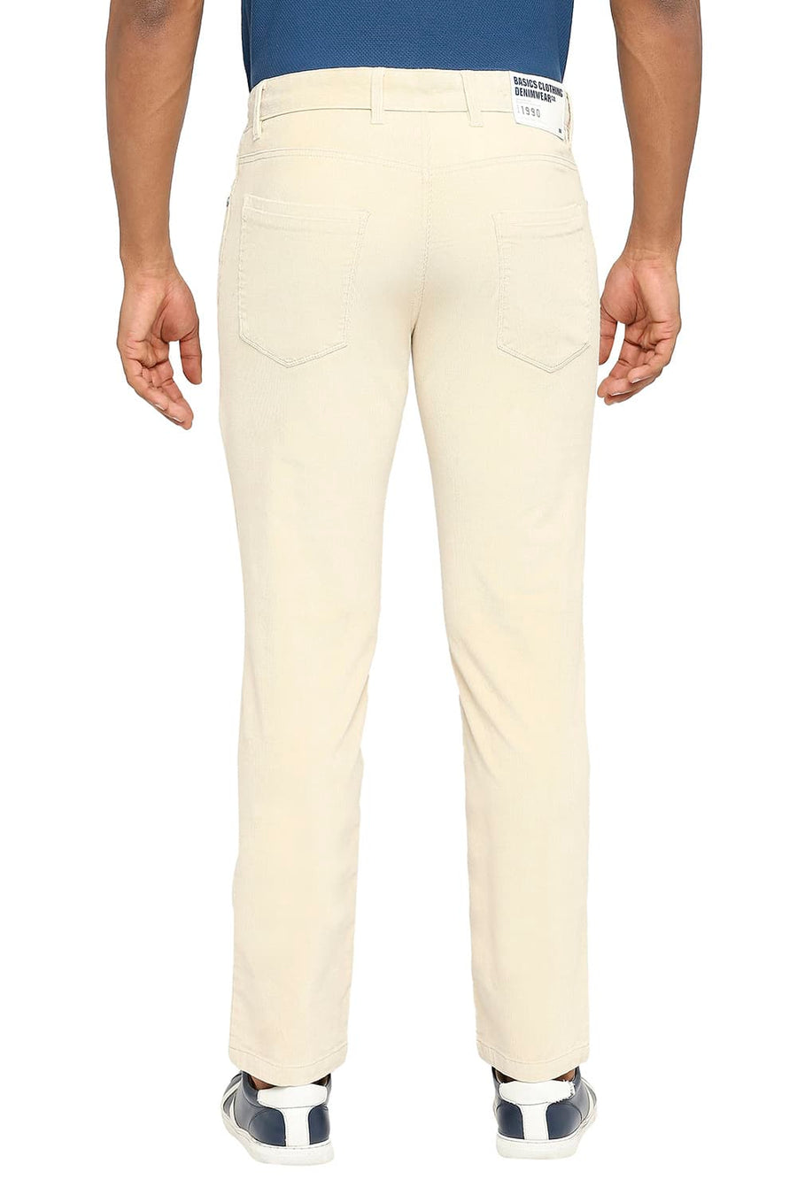 BASICS DRIFT FIT ANGORA BEIGE COTTON STRETCH CORDUORY TROUSERS