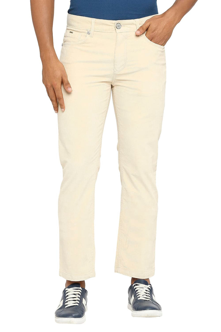 BASICS DRIFT FIT ANGORA BEIGE COTTON STRETCH CORDUORY TROUSERS
