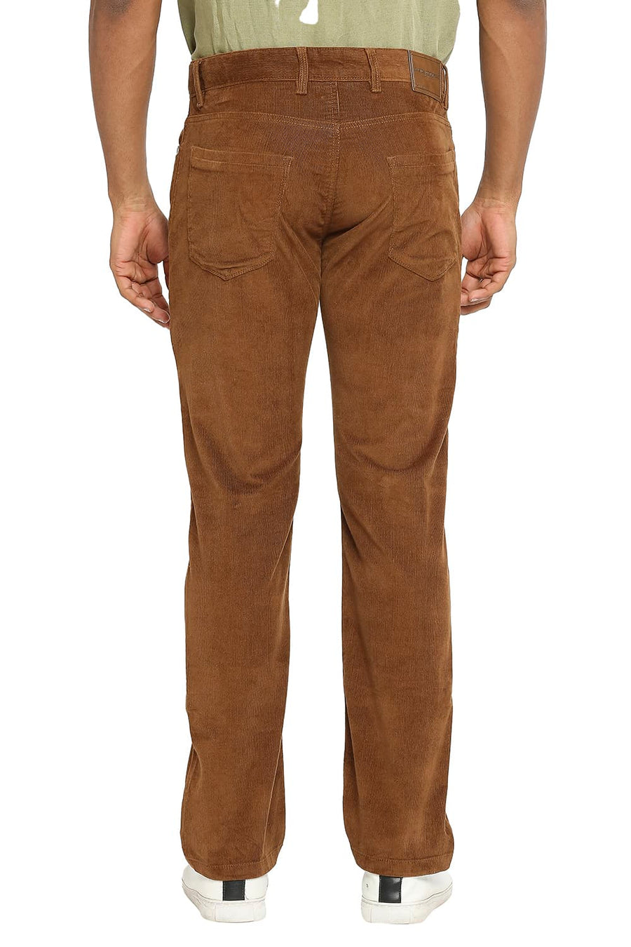 BASICS DRIFT FIT DARK EARTH BROWN COTTON STRETCH CORDUORY TROUSERS