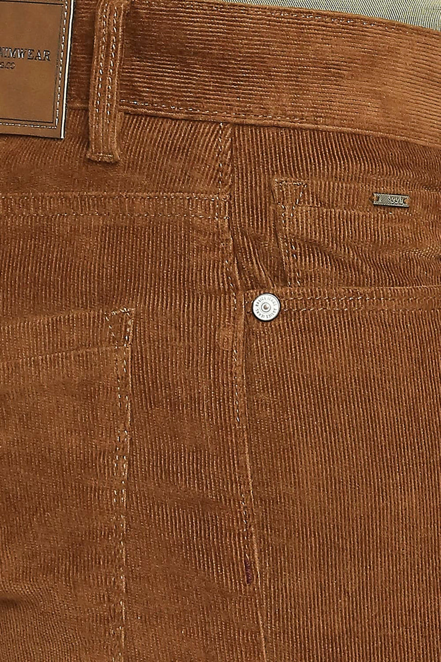 BASICS DRIFT FIT DARK EARTH BROWN COTTON STRETCH CORDUORY TROUSERS