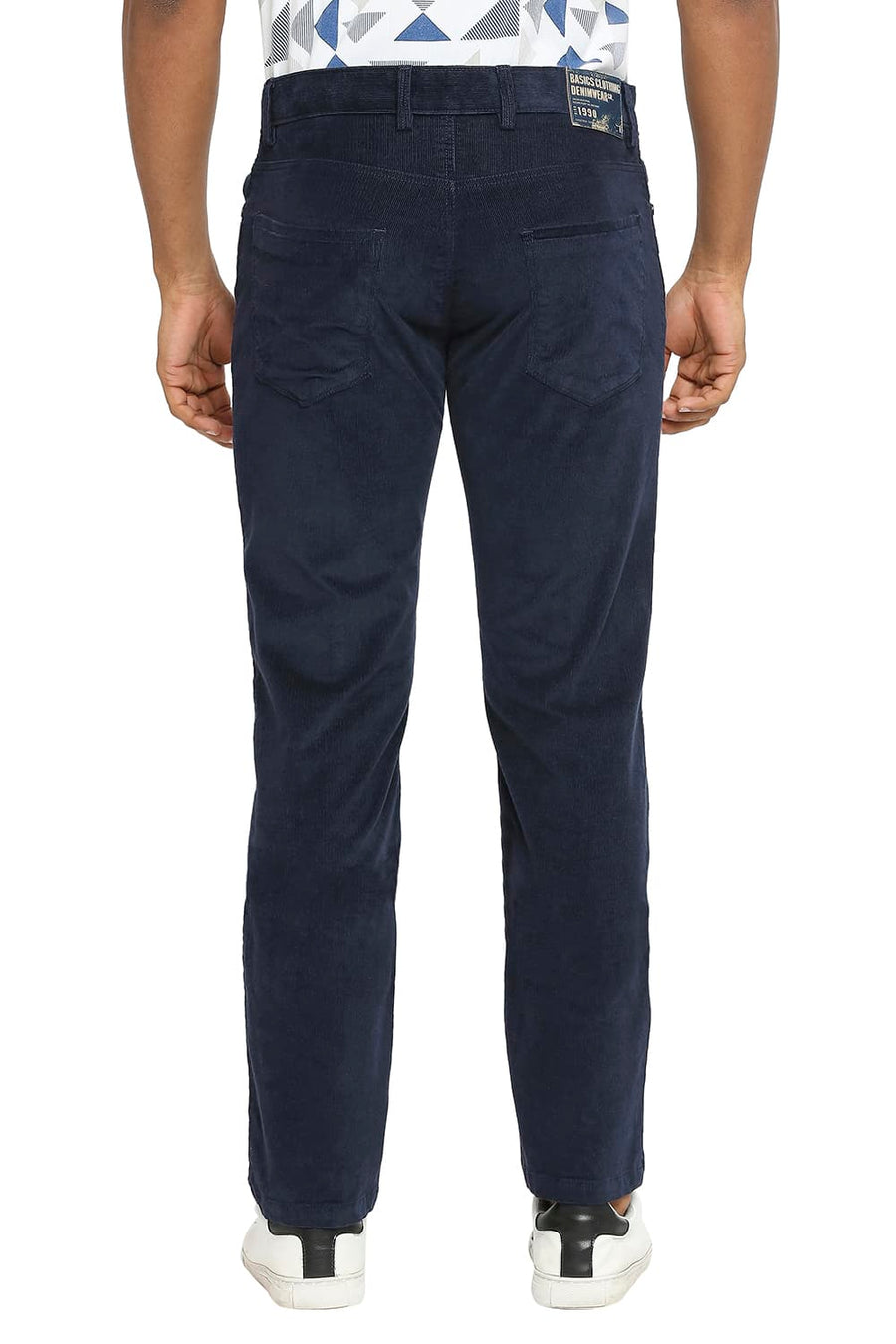 BASICS DRIFT FIT SALUTE NAVY COTTON STRETCH CORDUORY TROUSERS