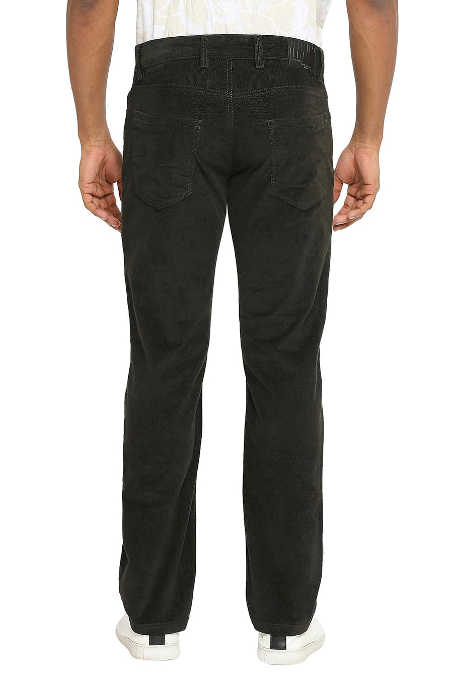 BASICS DRIFT FIT BLACK OLIVE COTTON STRETCH CORDUORY TROUSERS