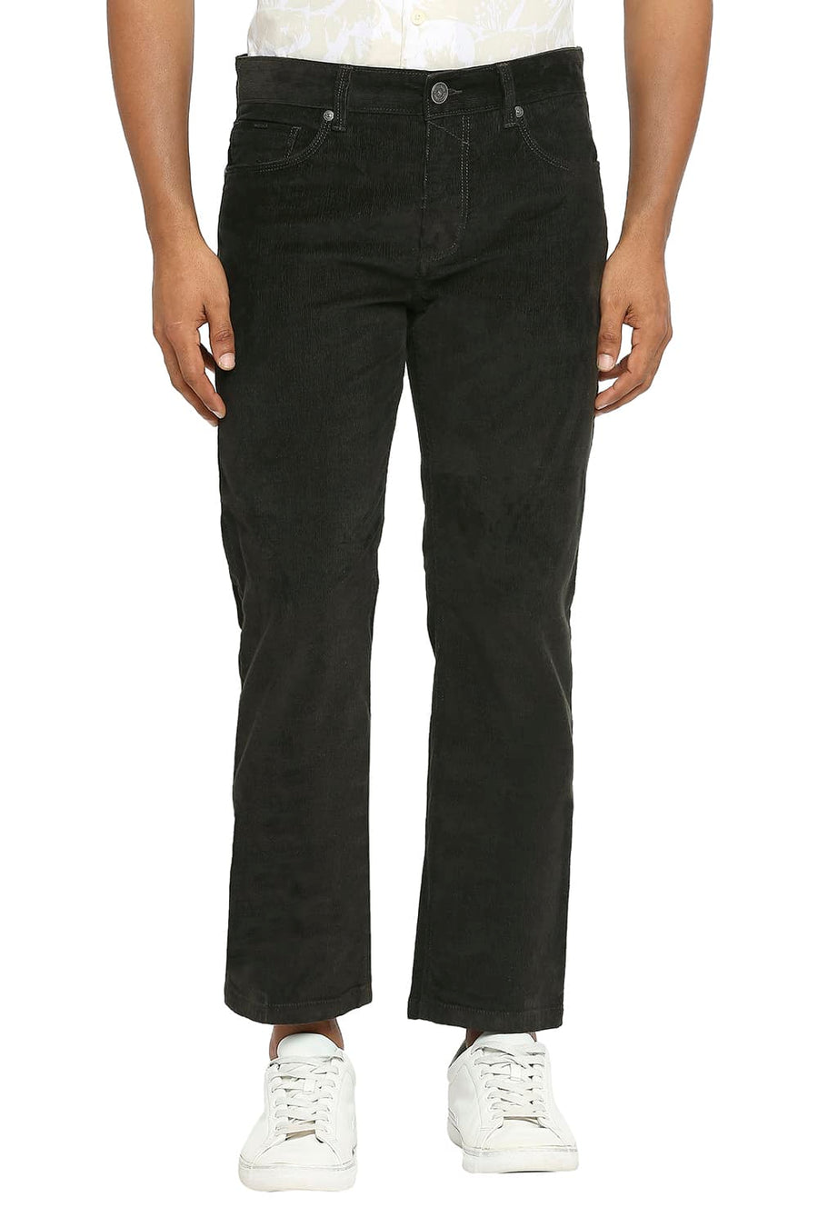 BASICS DRIFT FIT BLACK OLIVE COTTON STRETCH CORDUORY TROUSERS
