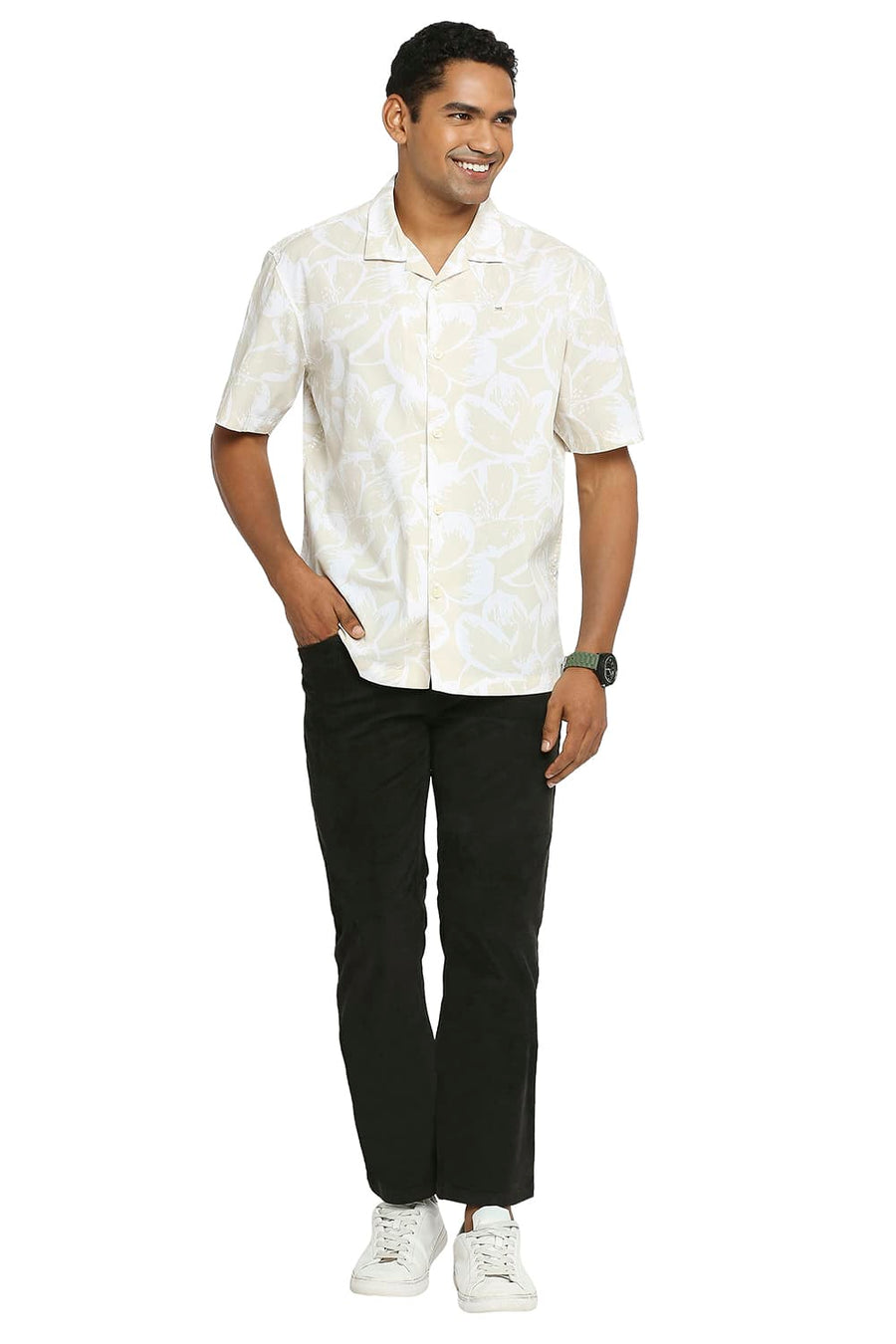 BASICS DRIFT FIT BLACK OLIVE COTTON STRETCH CORDUORY TROUSERS