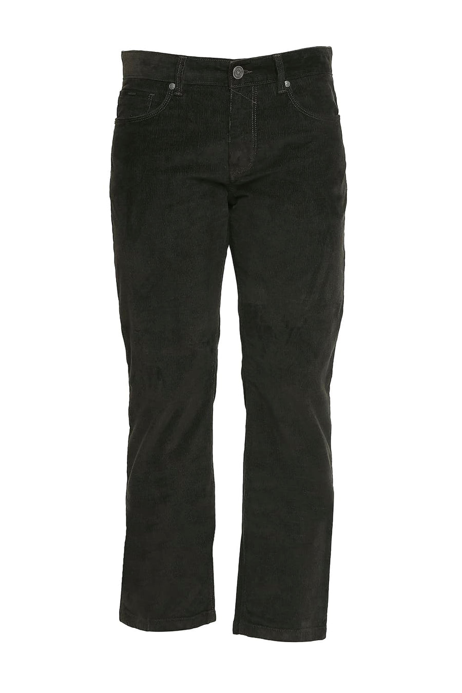 BASICS DRIFT FIT BLACK OLIVE COTTON STRETCH CORDUORY TROUSERS