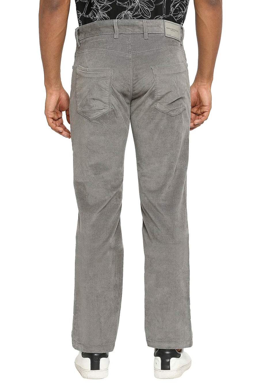 BASICS DRIFT FIT MOREL GREY COTTON STRETCH CORDUORY TROUSERS