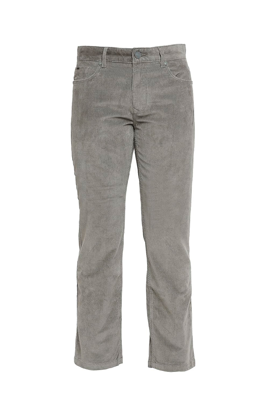 BASICS DRIFT FIT MOREL GREY COTTON STRETCH CORDUORY TROUSERS
