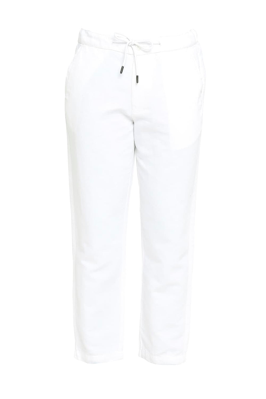 BASICS RELAXED FIT LUCENT WHITE LINEN COTTON TROUSERS