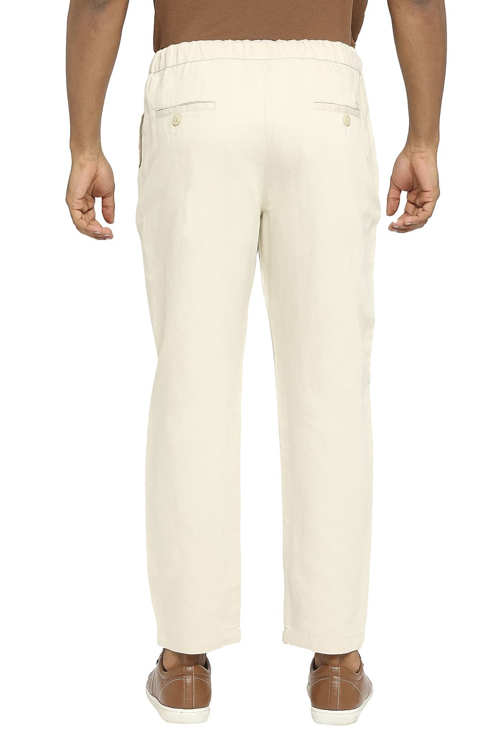 BASICS RELAXED FIT LINEN COTTON TROUSERS