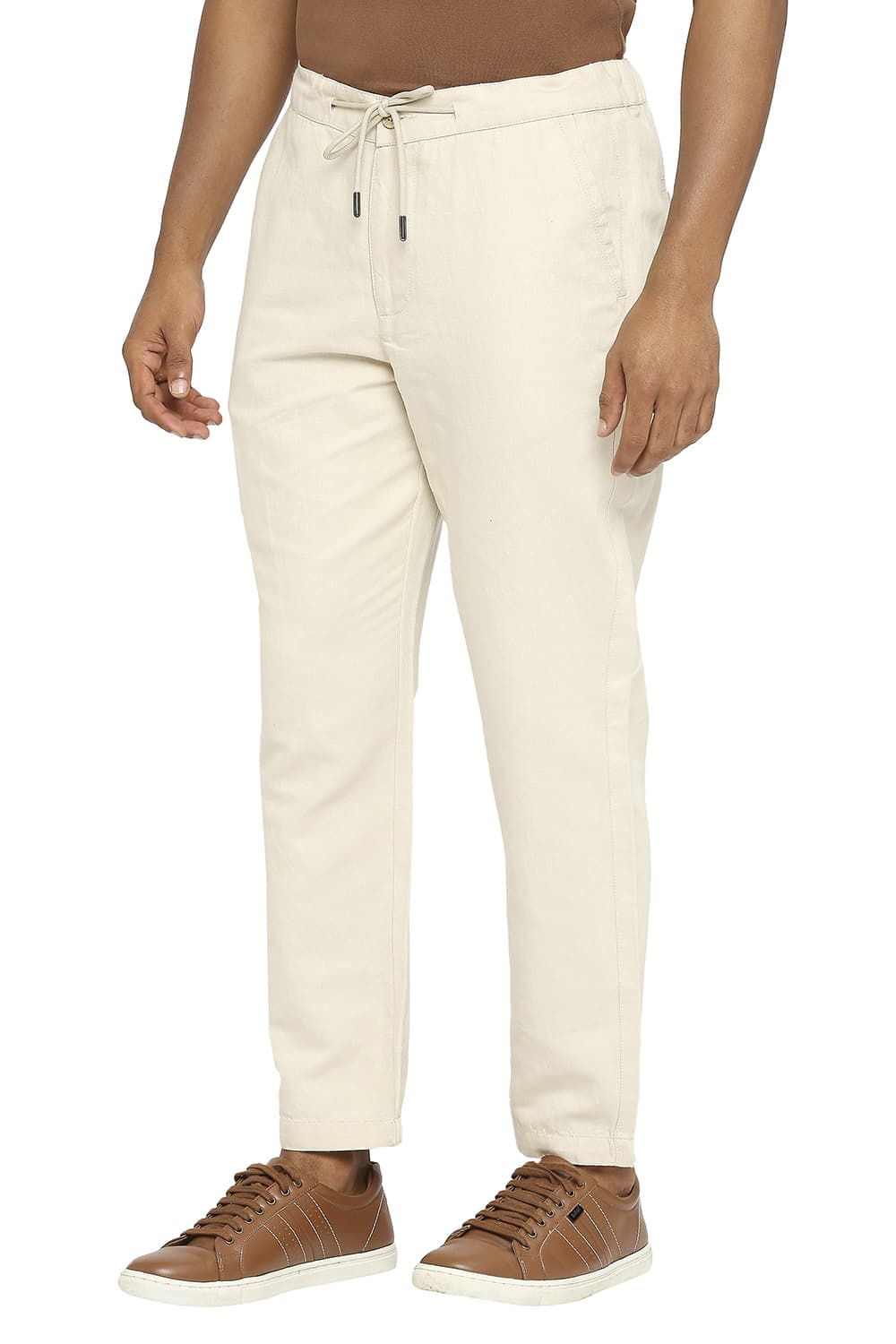 BASICS RELAXED FIT LINEN COTTON TROUSERS