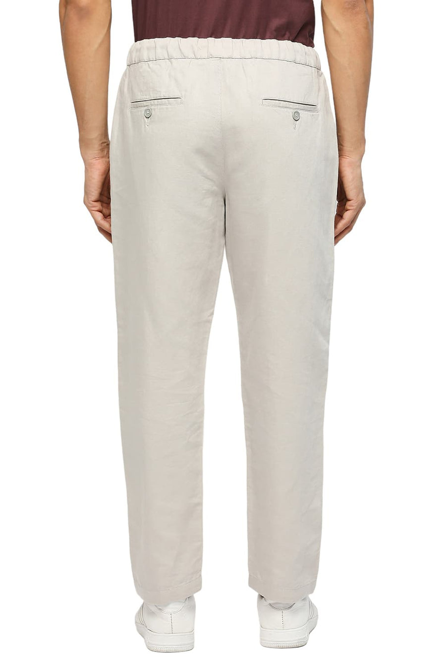 BASICS RELAXED FIT LONDON FOG GREY LINEN COTTON TROUSERS