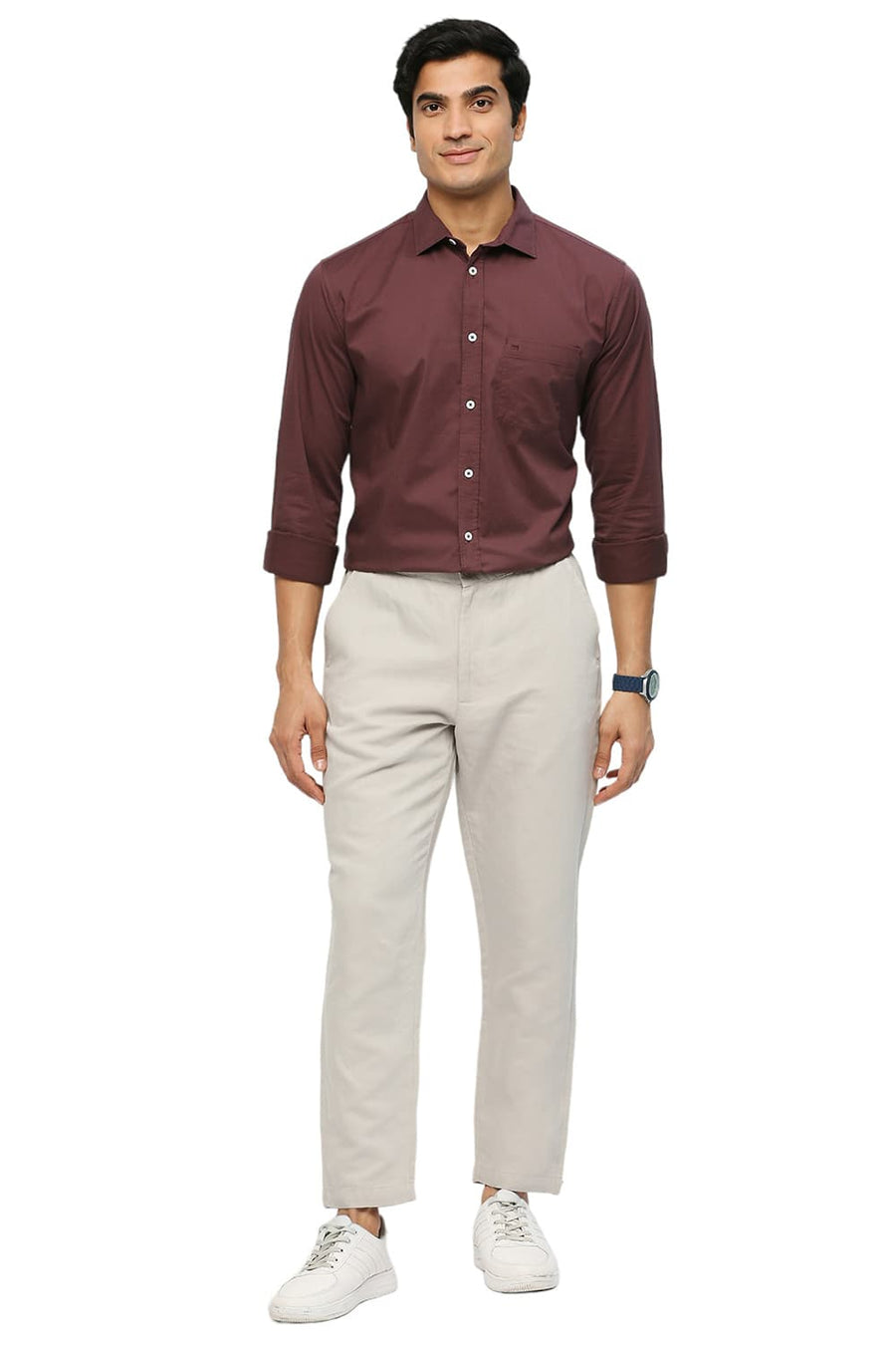 BASICS RELAXED FIT LONDON FOG GREY LINEN COTTON TROUSERS