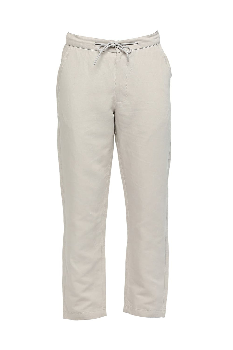 BASICS RELAXED FIT LONDON FOG GREY LINEN COTTON TROUSERS