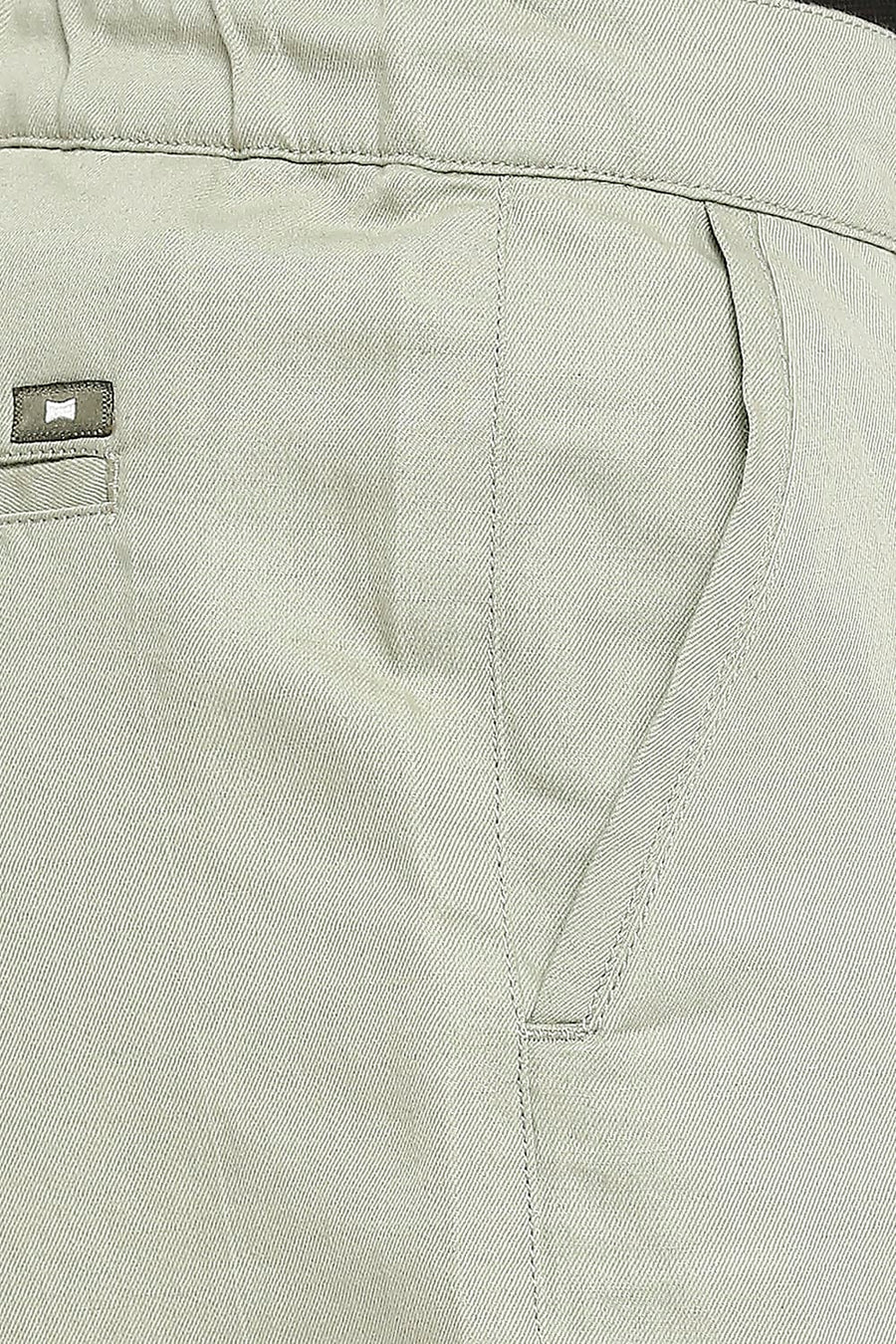 BASICS RELAXED FIT TEA GREEN LINEN COTTON TROUSERS