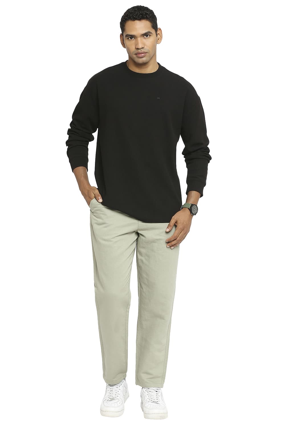 BASICS RELAXED FIT LINEN COTTON TROUSERS