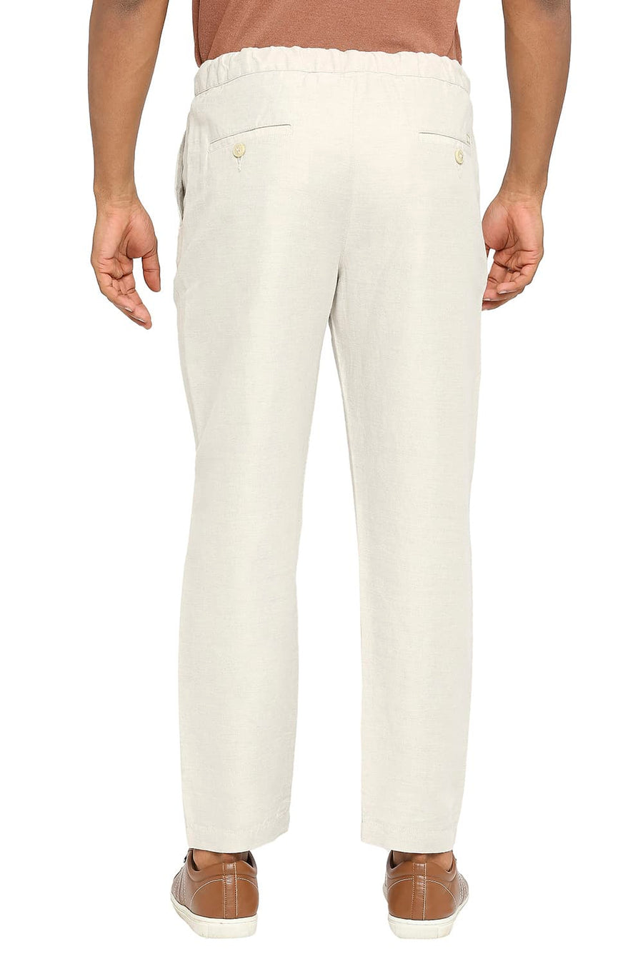 BASICS RELAXED FIT MOONLIGHT NATURAL LINEN COTTON TROUSERS