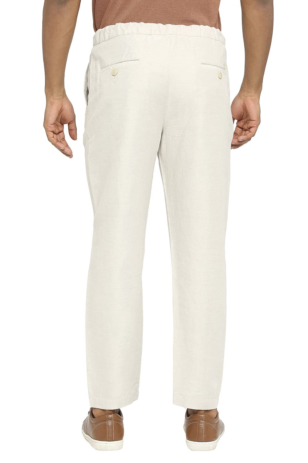 BASICS RELAXED FIT LINEN COTTON TROUSERS