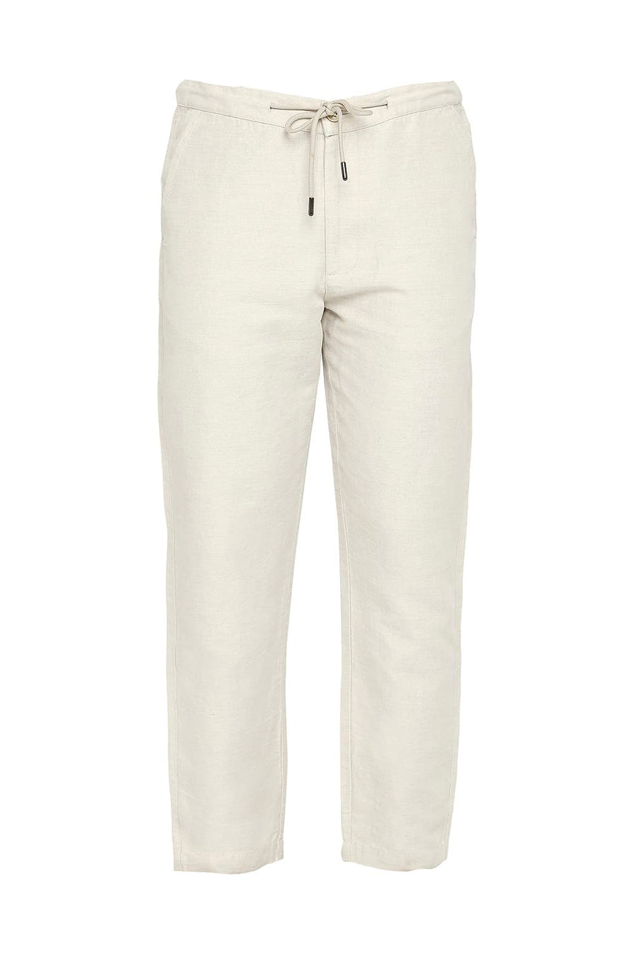 BASICS RELAXED FIT MOONLIGHT NATURAL LINEN COTTON TROUSERS