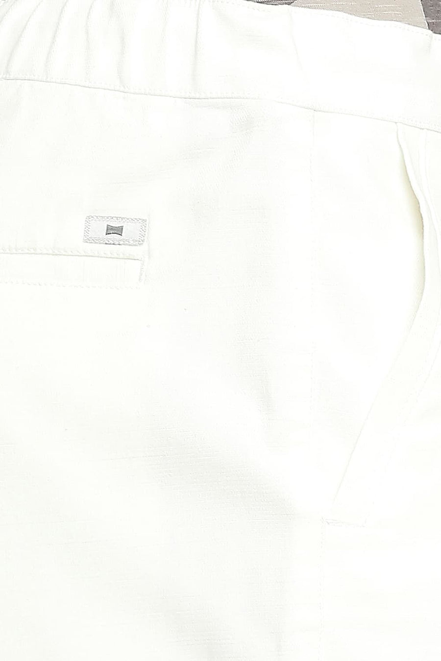 BASICS RELAXED FIT BRIGHT ECRU COTTON VISCOSE STRETCH DOBBY TROUSERS