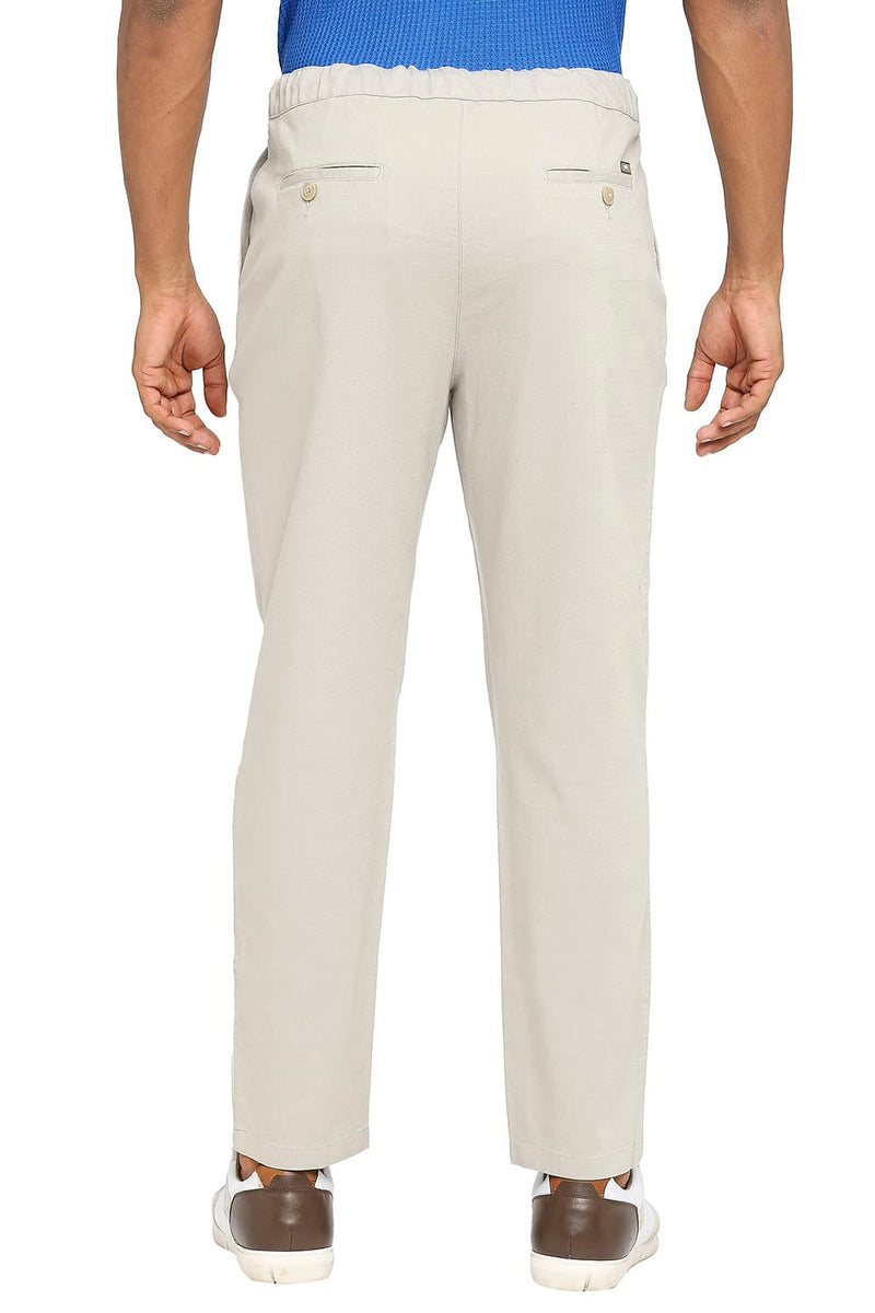 BASICS RELAXED FIT COTTON VISCOSE STRETCH DOBBY TROUSERS