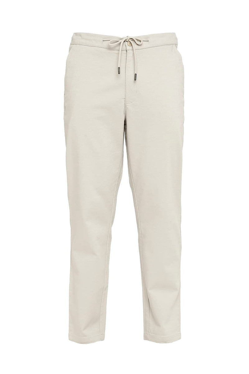 BASICS RELAXED FIT COTTON VISCOSE STRETCH DOBBY TROUSERS