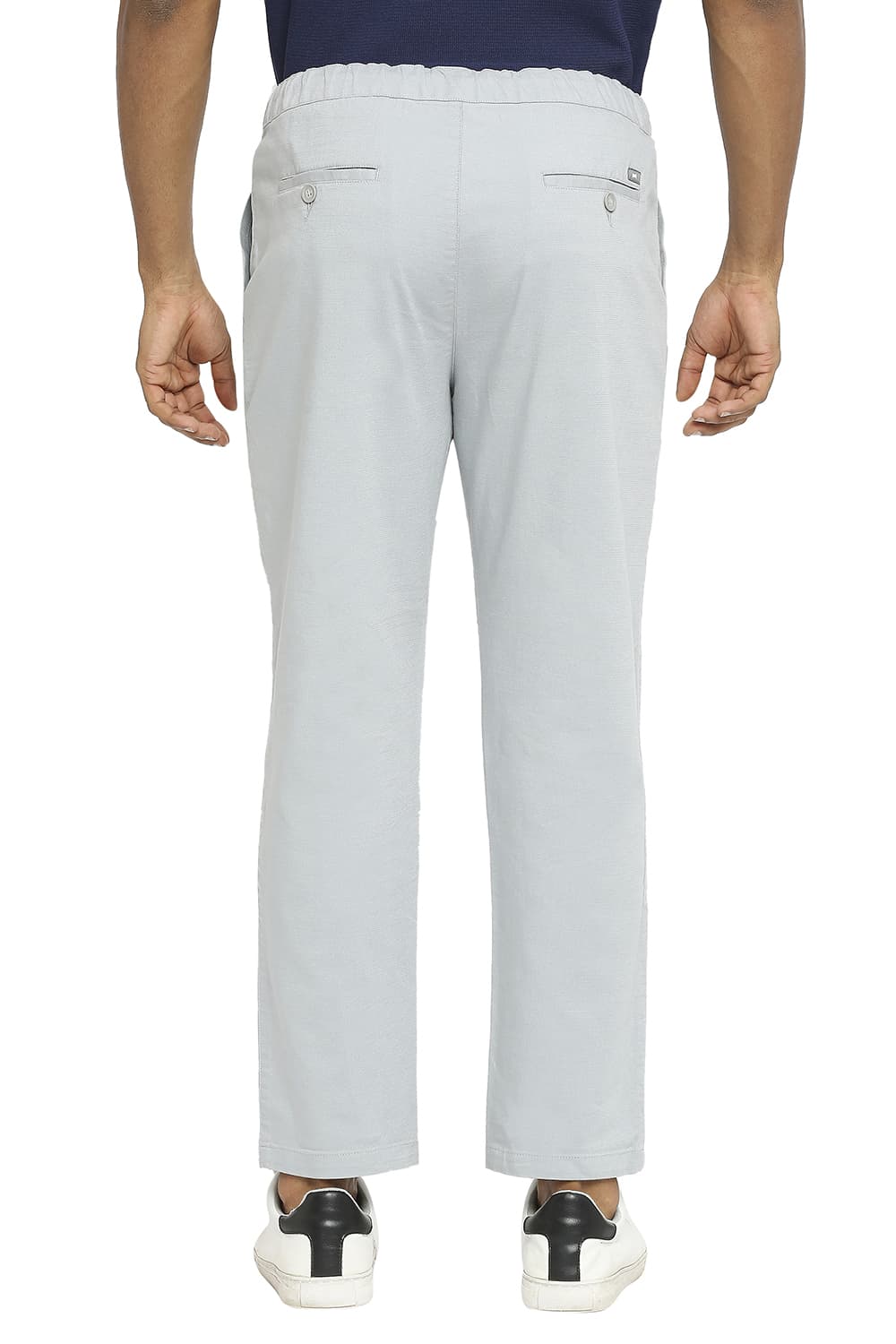 BASICS RELAXED FIT COTTON VISCOSE STRETCH DOBBY TROUSERS