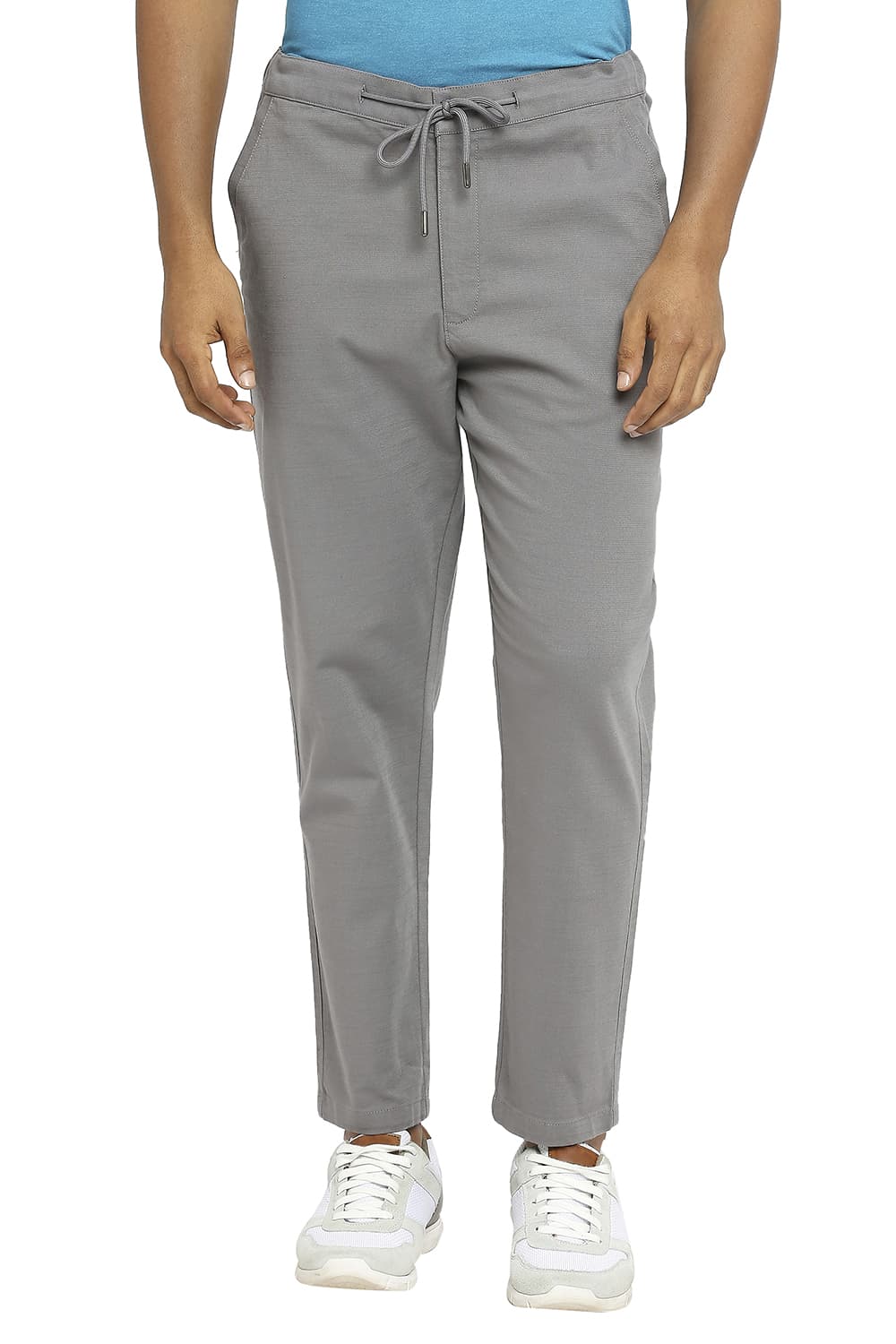 BASICS RELAXED FIT COTTON VISCOSE STRETCH DOBBY TROUSERS