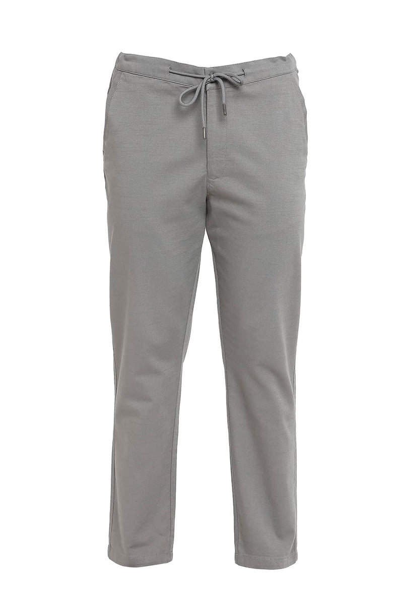 BASICS RELAXED FIT COTTON VISCOSE STRETCH DOBBY TROUSERS